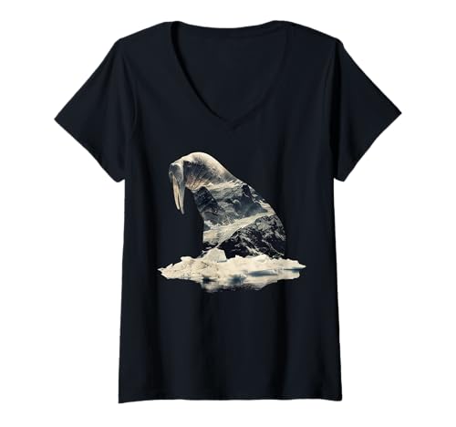 Damen Arktische Küsten, Packeis Walross T-Shirt mit V-Ausschnitt Damen Arktische Küsten, Packeis Walross T-Shirt mit V-Ausschnitt von Walrus kids, women, men apparel