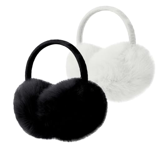 2 Stück Winter Warme Ohrabdeckungen Faltbare Warme Weiche Ohrenschutz Mädchen Herren Damen Ohrenschützer Plüsch Ohrenschützer Warm und kalt Winter Zubehör Outdoor Ohrwärmer Damen (Weiß, Schwarz) 2 Stück Winter Warme Ohrabdeckungen Faltbare Warme Weiche Ohrenschutz Mädchen Herren Damen Ohrenschützer Plüsch Ohrenschützer Warm und kalt Winter Zubehör Outdoor Ohrwärmer Damen (Weiß, Schwarz) von Walsey