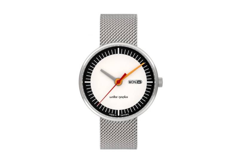 Walter Gropius Quarzuhr Made in Germany, Saphirglas, Forum Classic Date - WG 008-01M, Designeruhr, Edelstahlband mit Easy-Release System, Edelstahlgehäuse von Walter Gropius