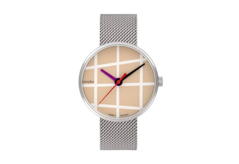 Walter Gropius Quarzuhr Made in Germany, Saphirglas, Forum Window - WG 001-04M, Designeruhr, Edelstahlband mit Easy-Release System, Edelstahlgehäuse von Walter Gropius