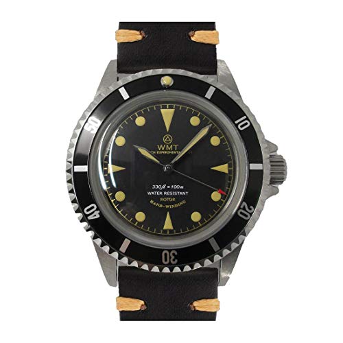 Walter Mitt Royal Marine Taucher Edelstahl 316L Automatik Miyota Schwarz Leder Unisex Uhr von Walter Mitt