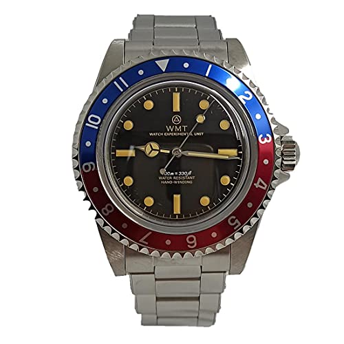 Walter Mitt Royal Marine Vintage Stahl Automatik Schwarz Rot Blau Hurren Uhr von Walter Mitt