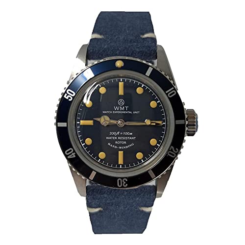 Walter Mitt Sea Diver Marine Stahl Automatik Leder Blau Merc Uhr Unisex, blau, Gurt von Walter Mitt