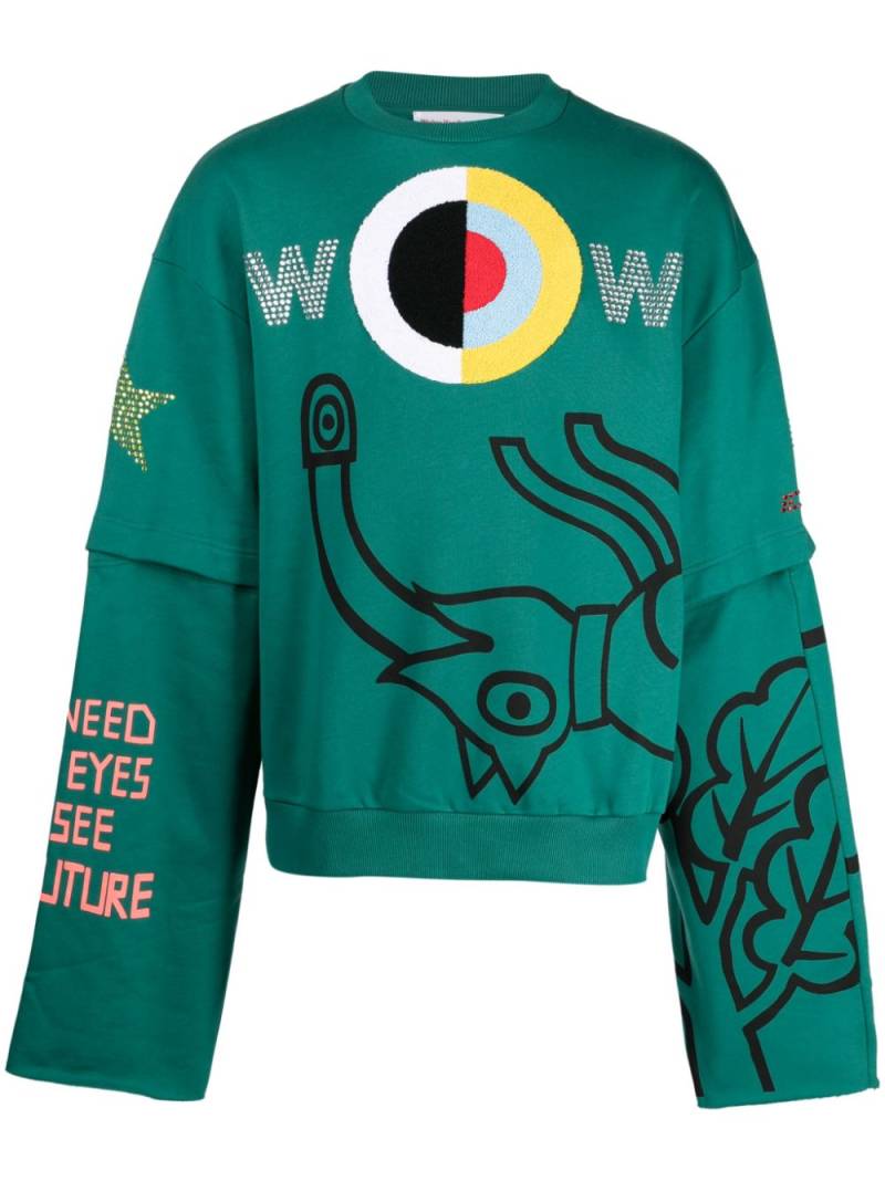 Walter Van Beirendonck Sweatshirt mit Target-Applikation - Grün von Walter Van Beirendonck