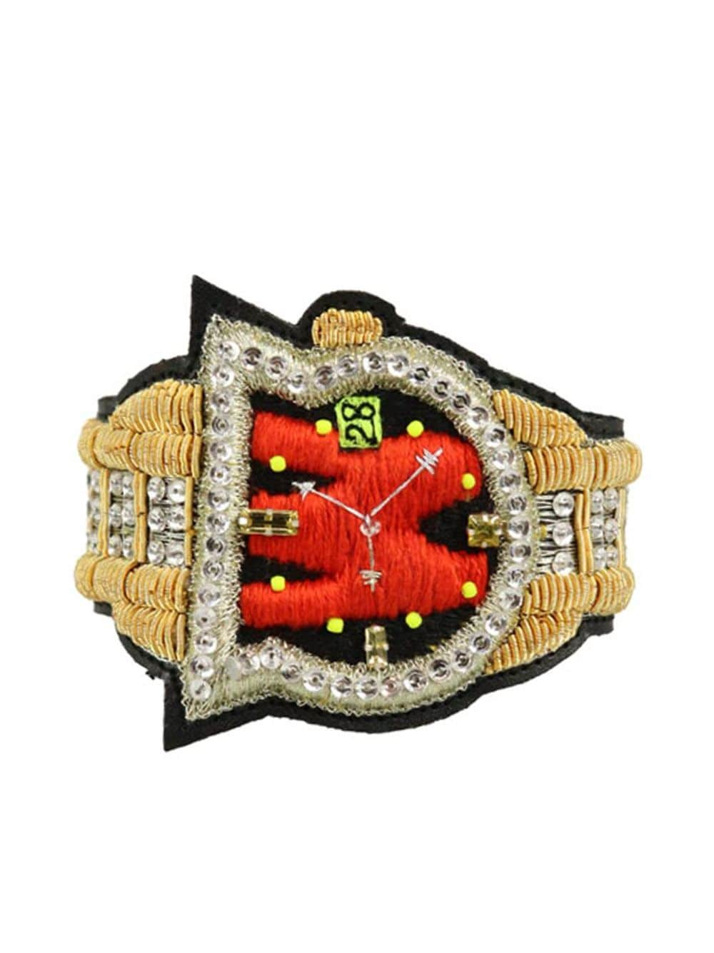 Walter Van Beirendonck Armband mit W-Stickerei - Schwarz von Walter Van Beirendonck