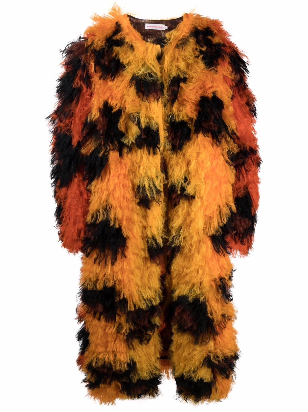 Walter Van Beirendonck Faux-Fur-Mantel mit Leopardenmuster - Orange von Walter Van Beirendonck