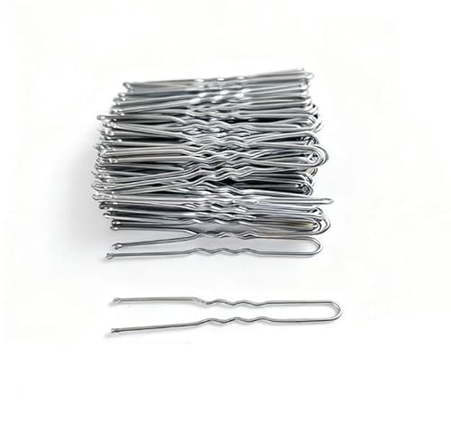 100 Stück Haarnadeln Hair Pin Metall Wellenform Haarklammern Damen Haarschmuck Frisuren Hochsteckfrisuren Zubehör Haarnadeln für Hochzeitsfrisuren Friseursalon Heavy-Duty-U-Clip in Silber 6cm von Waltonalice
