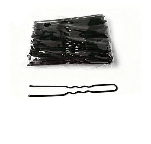 100 Stück Haarnadeln Hair Pin Metall Wellenform Haarklammern Damen Haarschmuck Frisuren Hochsteckfrisuren Zubehör Haarnadeln für Hochzeitsfrisuren Friseursalon verstärkter U-Clip,schwarz 6cm von Waltonalice
