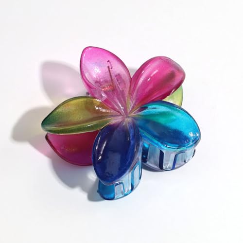 2 Stück Blumen Haarklammer Leopardenmuster Haarspangen Damen Haarspange Blume Klein Hawaii Haarspange Bunt blumenklammern haare blumen klammer für Hochzeit Strand PartyFarbverlauf blau-grün-rosa von Waltonalice