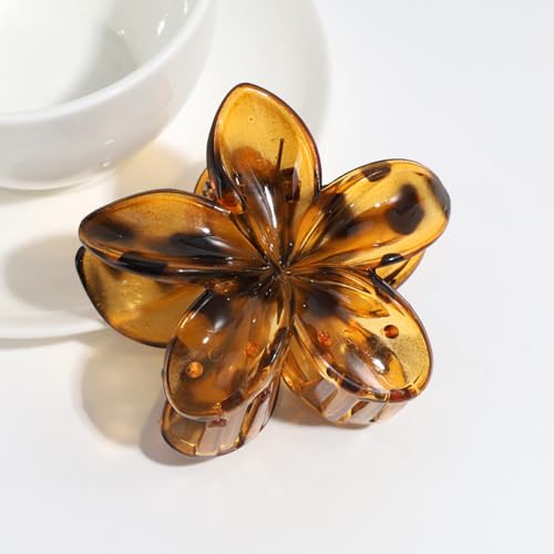 2 Stück Blumen Haarklammer Leopardenmuster Haarspangen Damen Haarspange Blume Klein Hawaii Haarspange Bunt blumenklammern haare blumen klammer für Hochzeit Strand PartyLeopardenmuster gelb von Waltonalice