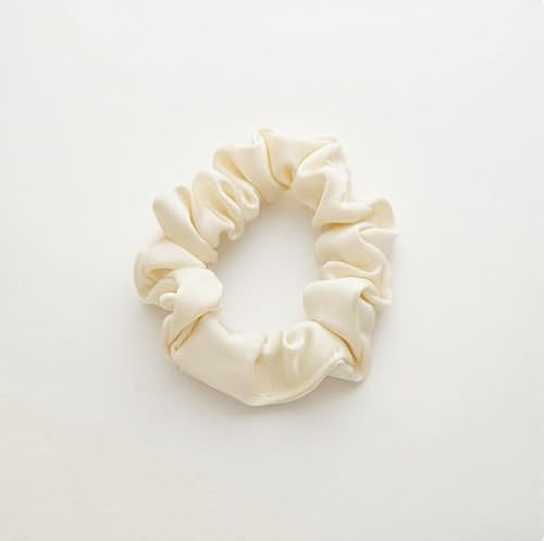 2 Stück Haargummis für Damen elastische Haarbänder Satin Scrunchies Haarreifen Pferdeschwanzhalter Breite Rand Scrunchie Haarschmuck Breite HaarbandBeige (schmales Haarband) von Waltonalice