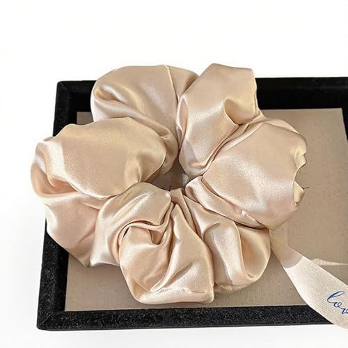 2 Stück Haargummis für Damen elastische Haarbänder Satin Scrunchies Haarreifen Pferdeschwanzhalter Breite Rand Scrunchie Haarschmuck Breite HaarbandChampagner (Haarband aus Schaumstoff) von Waltonalice
