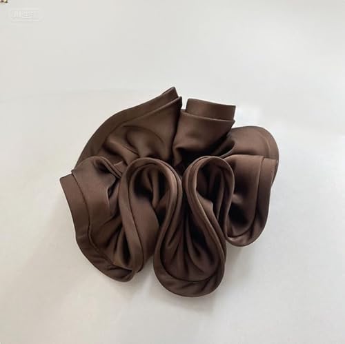 2 Stück Haargummis für Damen elastische Haarbänder Satin Scrunchies Haarreifen Pferdeschwanzhalter Breite Rand Scrunchie Haarschmuck Breite HaarbandDunkelbraun (großes Haarband im Pilzstil) von Waltonalice