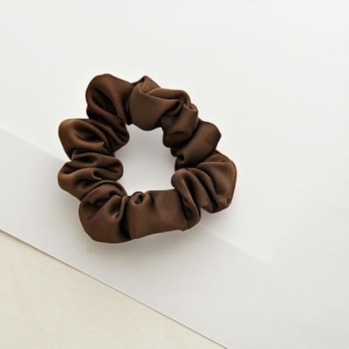 2 Stück Haargummis für Damen elastische Haarbänder Satin Scrunchies Haarreifen Pferdeschwanzhalter Breite Rand Scrunchie Haarschmuck Breite HaarbandDunkler Kaffee (schmales Haarband) von Waltonalice