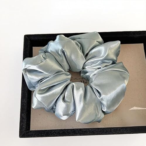 2 Stück Haargummis für Damen elastische Haarbänder Satin Scrunchies Haarreifen Pferdeschwanzhalter Breite Rand Scrunchie Haarschmuck Breite HaarbandGrau-Blau (Haarband aus Schaumstoff) von Waltonalice