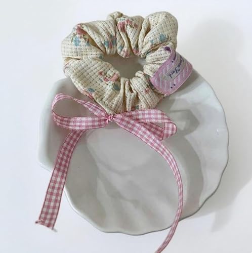 2 Stück Haargummis für Damen elastische Haarbänder Satin Scrunchies Haarreifen Pferdeschwanzhalter Breite Rand Scrunchie Haarschmuck Breite HaarbandHaarband mit Blumen-Schleife von Waltonalice