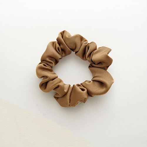 2 Stück Haargummis für Damen elastische Haarbänder Satin Scrunchies Haarreifen Pferdeschwanzhalter Breite Rand Scrunchie Haarschmuck Breite HaarbandHeller Kaffee (schmales Haarband) von Waltonalice