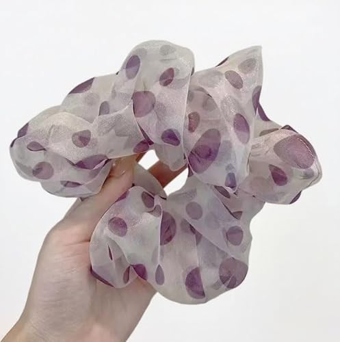 2 Stück Haargummis für Damen elastische Haarbänder Satin Scrunchies Haarreifen Pferdeschwanzhalter Breite Rand Scrunchie Haarschmuck Breite HaarbandLila (Kreis-Haarband) von Waltonalice
