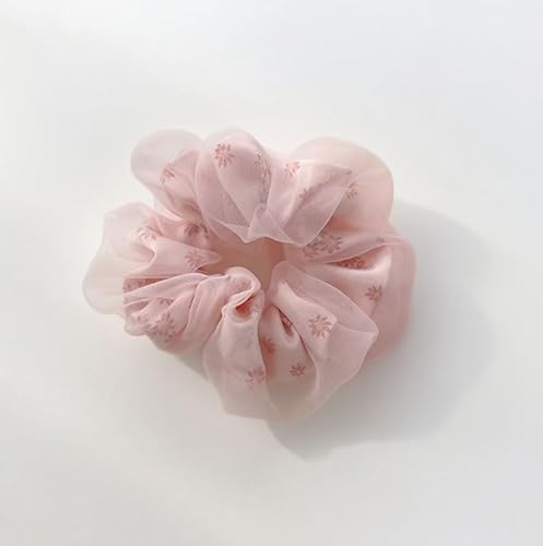 2 Stück Haargummis für Damen elastische Haarbänder Satin Scrunchies Haarreifen Pferdeschwanzhalter Breite Rand Scrunchie Haarschmuck Breite HaarbandPink (breites Haarband aus Netzstoff) von Waltonalice