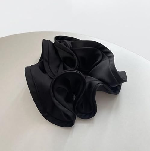 2 Stück Haargummis für Damen elastische Haarbänder Satin Scrunchies Haarreifen Pferdeschwanzhalter Breite Rand Scrunchie Haarschmuck Breite HaarbandSchwarz (großes Haarband im Pilzstil) von Waltonalice