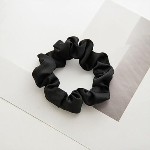 2 Stück Haargummis für Damen elastische Haarbänder Satin Scrunchies Haarreifen Pferdeschwanzhalter Breite Rand Scrunchie Haarschmuck Breite HaarbandSchwarz (schmales Haarband) von Waltonalice