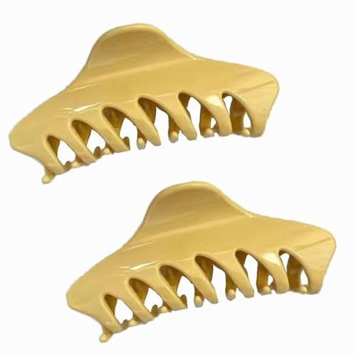 2 Stück große Haarklammern für dickes Haar Und Dünnes Haar haarspangen damen starke Haarspangen Rutschfest Haarspangen Dicke Haare Klaue haarschmuck19# Gelbe Klammer von Waltonalice