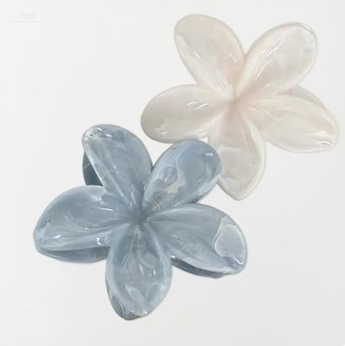 2 Stück große Haarklammern für dickes Haar Und Dünnes Haar haarspangen damen starke Haarspangen Rutschfest Haarspangen Dicke Haare Klaue haarschmuck22# Blau-weiße Blume von Waltonalice