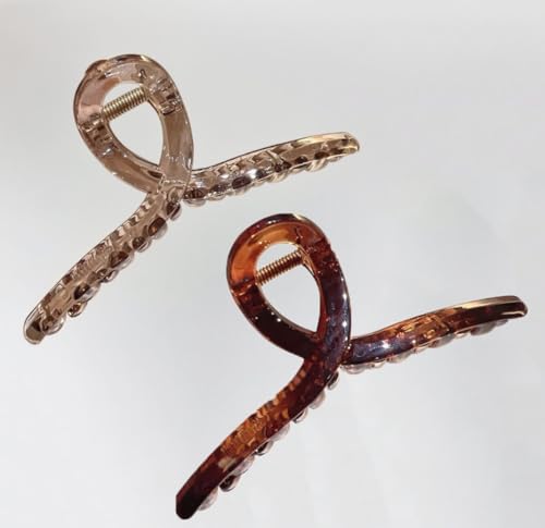 2 Stück große Haarklammern für dickes Haar Und Dünnes Haar haarspangen damen starke Haarspangen Rutschfest Haarspangen Dicke Haare Klaue haarschmuck24# Braun und Transparent von Waltonalice