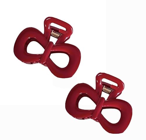 2 Stück große Haarklammern für dickes Haar Und Dünnes Haar haarspangen damen starke Haarspangen Rutschfest Haarspangen Dicke Haare Klaue haarschmuck3# Kleine rote Schleife von Waltonalice