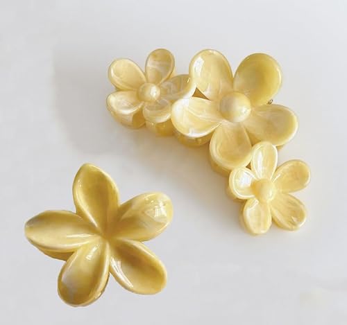 2 Stück große Haarklammern für dickes Haar Und Dünnes Haar haarspangen damen starke Haarspangen Rutschfest Haarspangen Dicke Haare Klaue haarschmuck8# Kleine gelbe Blumen + Gelbe Blumen von Waltonalice