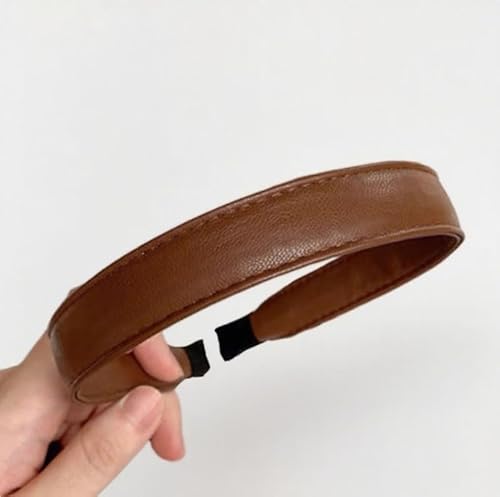 Haarband Classic Vintage Haarreifen Damen Breit PU Leder Haarreif Haarschmuck haarreifen damen elegant haarreif dirndl Anti-Rutsch Haarreifen für Den Weg zur Arbeit und Partysbraun1 Stück von Waltonalice