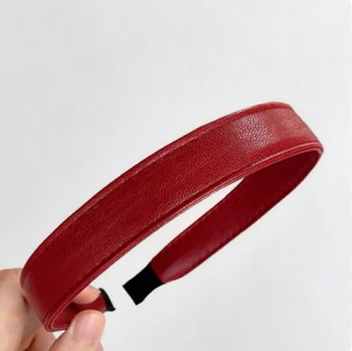 Haarband Classic Vintage Haarreifen Damen Breit PU Leder Haarreif Haarschmuck haarreifen damen elegant haarreif dirndl Anti-Rutsch Haarreifen für Den Weg zur Arbeit und Partysburgunderrot2 Stück von Waltonalice
