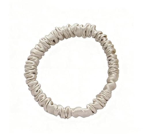 Maulbeerseide Haargummis elastische Haargummis 19 Momme Pferdeschwanz-Haargummis Haarbänder Haarschmuck Haargummi aus Seide scrunchies invisibobble silk scrunchie für Damen MädchenBeige-Grau von Waltonalice