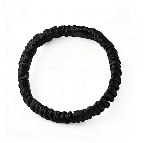 Maulbeerseide Haargummis elastische Haargummis 19 Momme Pferdeschwanz-Haargummis Haarbänder Haarschmuck Haargummi aus Seide scrunchies invisibobble silk scrunchie für Damen MädchenSchwarz von Waltonalice