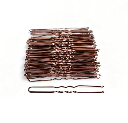 Waltonalice 100 Stück Haarnadeln Hair Pin Metall Wellenform Haarklammern Damen Haarschmuck Frisuren Hochsteckfrisuren Zubehör Haarnadeln für Hochzeitsfrisuren Friseursalon Standard-U-Clip,braun 6cm von Waltonalice