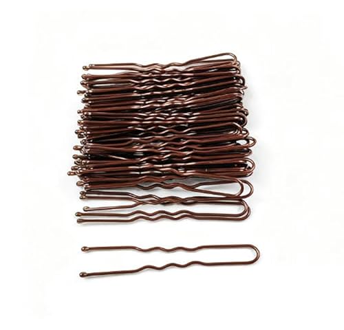 Waltonalice 100 Stück Haarnadeln Hair Pin Metall Wellenform Haarklammern Damen Haarschmuck Frisuren Hochsteckfrisuren Zubehör Haarnadeln für Hochzeitsfrisuren Friseursalon Standard-U-Clip,braun 5cm von Waltonalice