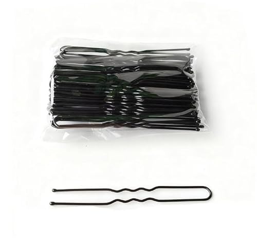 Waltonalice 100 Stück Haarnadeln Hair Pin Metall Wellenform Haarklammern Damen Haarschmuck Frisuren Hochsteckfrisuren Zubehör Haarnadeln für Hochzeitsfrisuren Friseursalon Standard-U-Clip,schwarz 6cm von Waltonalice