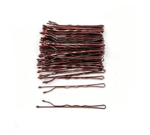 Waltonalice 100 Stück Haarnadeln Hair Pin Metall Wellenform Haarklammern Damen Haarschmuck Frisuren Hochsteckfrisuren Zubehör Haarnadeln für Hochzeitsfrisuren Friseursalon gewellt in Braun 5cm von Waltonalice