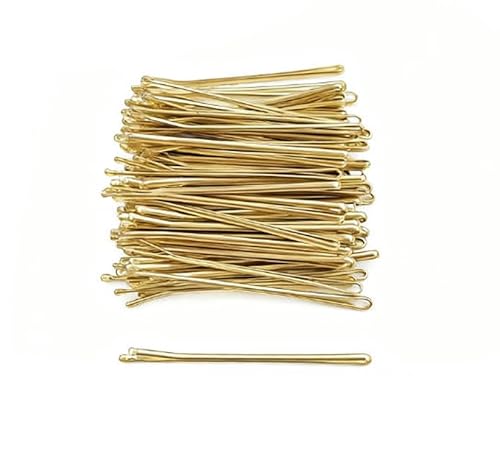 Waltonalice 100 Stück Haarnadeln Hair Pin Metall Wellenform Haarklammern Damen Haarschmuck Frisuren Hochsteckfrisuren Zubehör Haarnadeln für Hochzeitsfrisuren Friseursalon glatter Goldener Clip 5.5cm von Waltonalice