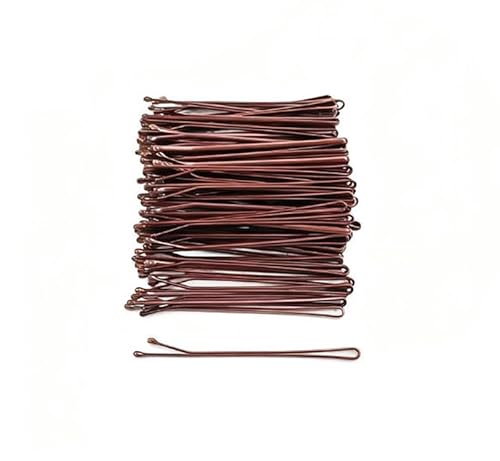 Waltonalice 100 Stück Haarnadeln Hair Pin Metall Wellenform Haarklammern Damen Haarschmuck Frisuren Hochsteckfrisuren Zubehör Haarnadeln für Hochzeitsfrisuren Friseursalon glatter brauner Clip 5.5cm von Waltonalice