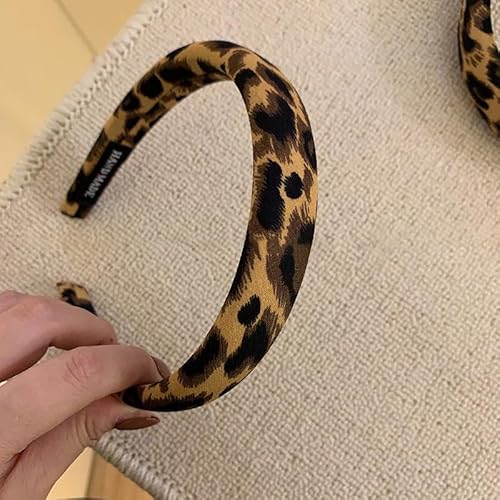 Waltonalice 2 Stück Haarreifen für Damen Leopard Stirnbänder Stirnbänd Breite Haarband Haarschmuck elastische Haarreif dirndl haarreif haarreifen mädchen Dunkler Haarreif mit Leopardenmuster (2 cm) von Waltonalice
