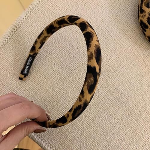 Waltonalice 2 Stück Haarreifen für Damen Leopard Stirnbänder Stirnbänd Breite Haarband Haarschmuck elastische Haarreif dirndl haarreif haarreifen mädchen Dunkler Haarreif mit Leopardenmuster (1,5 cm) von Waltonalice
