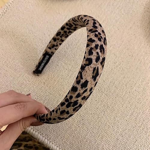 Waltonalice 2 Stück Haarreifen für Damen Leopard Stirnbänder Stirnbänd Breite Haarband Haarschmuck elastische Haarreif dirndl haarreif haarreifen mädchen Heller Haarreif mit Leopardenmuster (2 cm) von Waltonalice