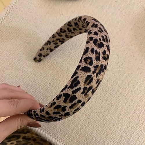 Waltonalice 2 Stück Haarreifen für Damen Leopard Stirnbänder Stirnbänd Breite Haarband Haarschmuck elastische Haarreif dirndl haarreif haarreifen mädchen Heller Haarreif mit Leopardenmuster (3 cm) von Waltonalice