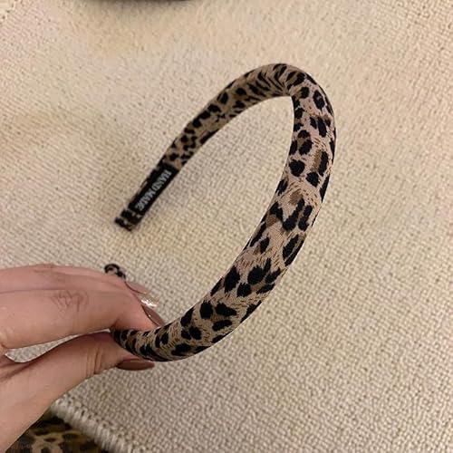 Waltonalice 2 Stück Haarreifen für Damen Leopard Stirnbänder Stirnbänd Breite Haarband Haarschmuck elastische Haarreif dirndl haarreif haarreifen mädchen Helles Leopardenmuster-Haarreif (1,5 cm) von Waltonalice