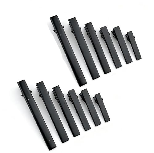 Waltonalice 24 Stück Haarklammern Metall Krokodil Haarspange FriseurKlammern Abteilklammern Haar clips damen Friseurbedarf DIY Zubehör Haarklammern für Salon Schneiden Stylen Schwarz von Waltonalice