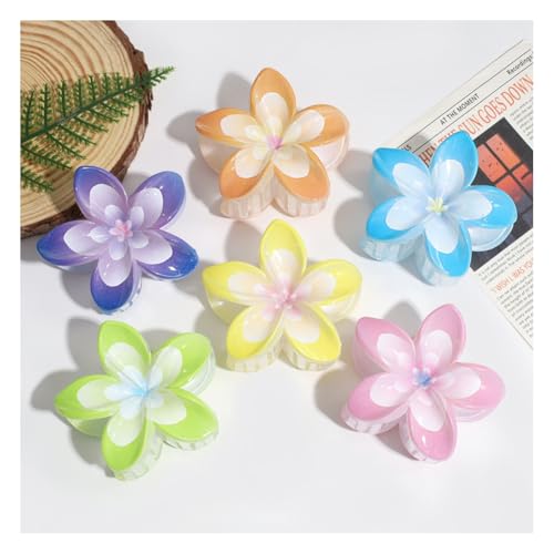 Waltonalice 6 Stück Blumen Haarklammer Haarspangen Damen Haarspange Blume Klein Hawaii Haarspange Bunt blumenklammern haare blumen klammer für Hochzeit Strand Party Pool Urlaub 11# von Waltonalice