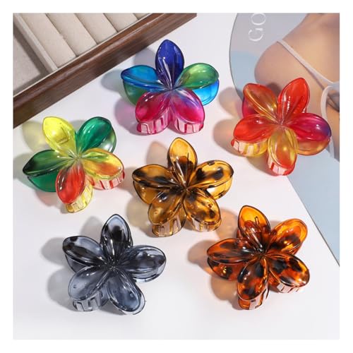 Waltonalice 6 Stück Blumen Haarklammer Haarspangen Damen Haarspange Blume Klein Hawaii Haarspange Bunt blumenklammern haare blumen klammer für Hochzeit Strand Party Pool Urlaub 4# von Waltonalice