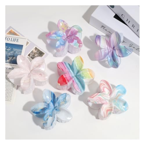 Waltonalice 6 Stück Blumen Haarklammer Haarspangen Damen Haarspange Blume Klein Hawaii Haarspange Bunt blumenklammern haare blumen klammer für Hochzeit Strand Party Pool Urlaub 7# von Waltonalice