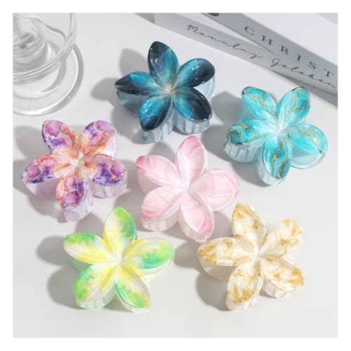 Waltonalice 6 Stück Blumen Haarklammer Haarspangen Damen Haarspange Blume Klein Hawaii Haarspange Bunt blumenklammern haare blumen klammer für Hochzeit Strand Party Pool Urlaub 8# von Waltonalice